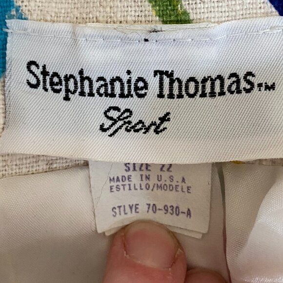 Vintage Stephanie Thomas Rainbow Floral Blazer Cotton Flax Maximalist Resort-22 - Picture 13 of 15